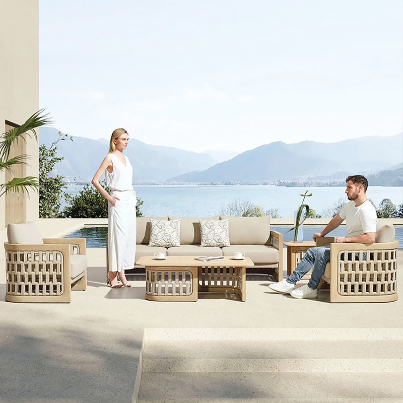 Outdoor Furniture On Sale - # Nordisches Outdoor Massivholz-Sofa-Set aus Teakholz