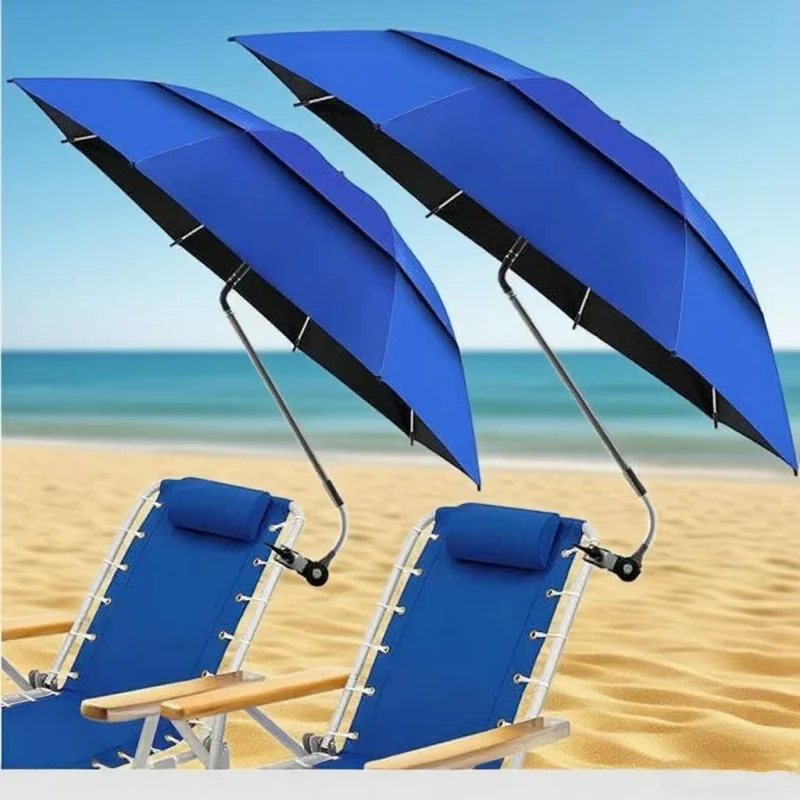 Outdoor Furniture Umbrella - 23 Atmungsaktiver Doppelschicht-Strandstuhl mit Klemme und