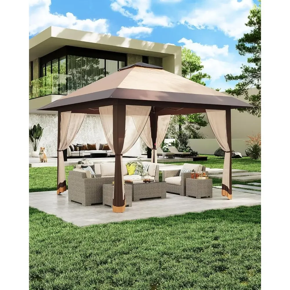 Outdoor Furniture Gazebo - 13x13 Outdoor-Pavillon mit Netzabdeckung, verstellbarer Höhe