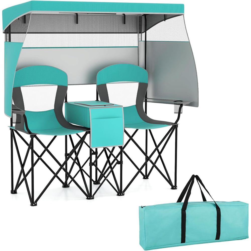 Outdoor Furniture Loveseat - Campingstuhl mit Getränkehaltern für 2 Personen,