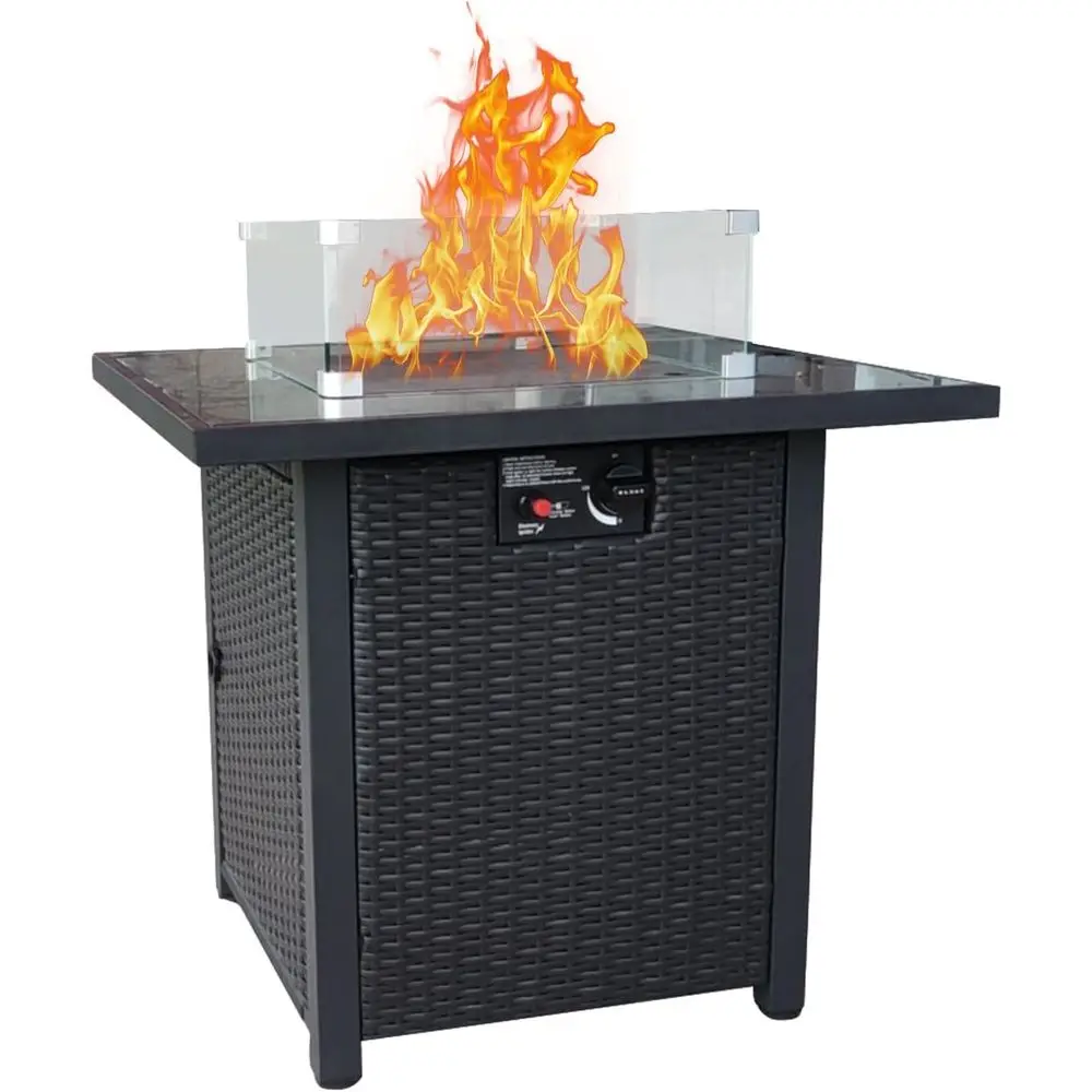 Outdoor Furniture With Fire Pit - Korbmöbel-Set für den Außenbereich, Rattan-Ecksofa mit