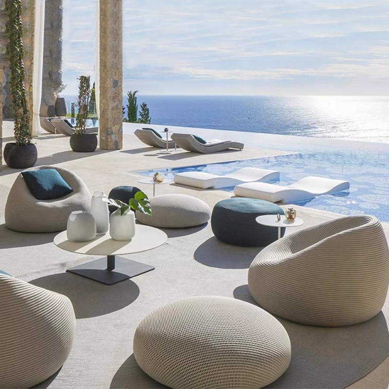 Outdoor Furniture On Sale - Nordisches Luxus-Möbelset aus Stoff und Rattan,