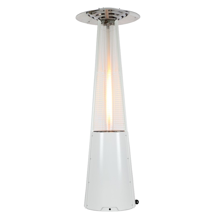 Patio Heater Standing - Outdoor Premium Kamin Freistehender Terrassen-Pyramiden-Glasflammen-Gasheizer Pulverbeschichteter