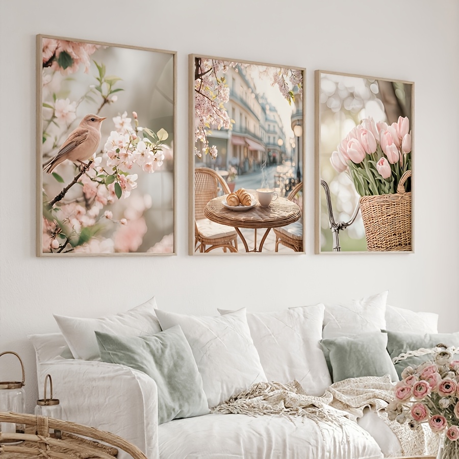 Outdoor Furniture Decor - 3-teiliges Set Romantische Pariser Straße Leinwanddruck