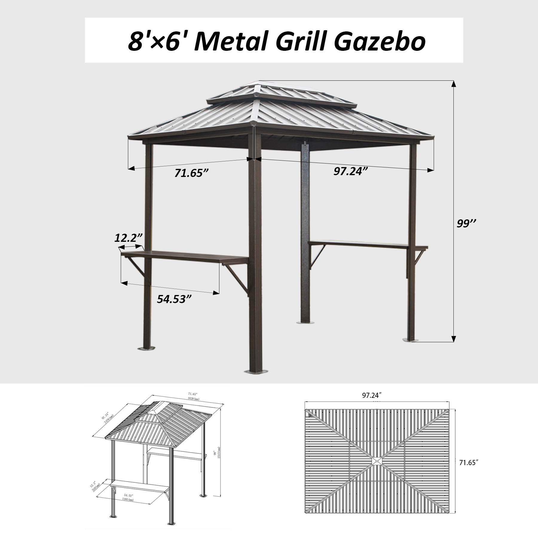 Outdoor Furniture Gazebo - Gartenmöbel, chinesischer Vintage-Pavillon, starker Pavillon, Partyzelt,