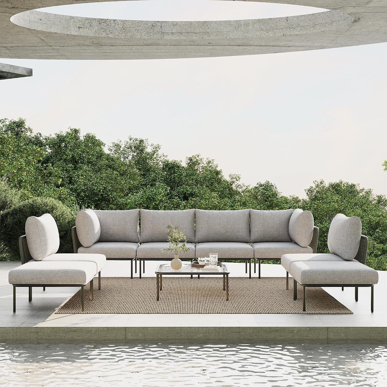 9-teiliges modernes Outdoor-Se – Outdoor Furniture L Shape Bewertung und Preis