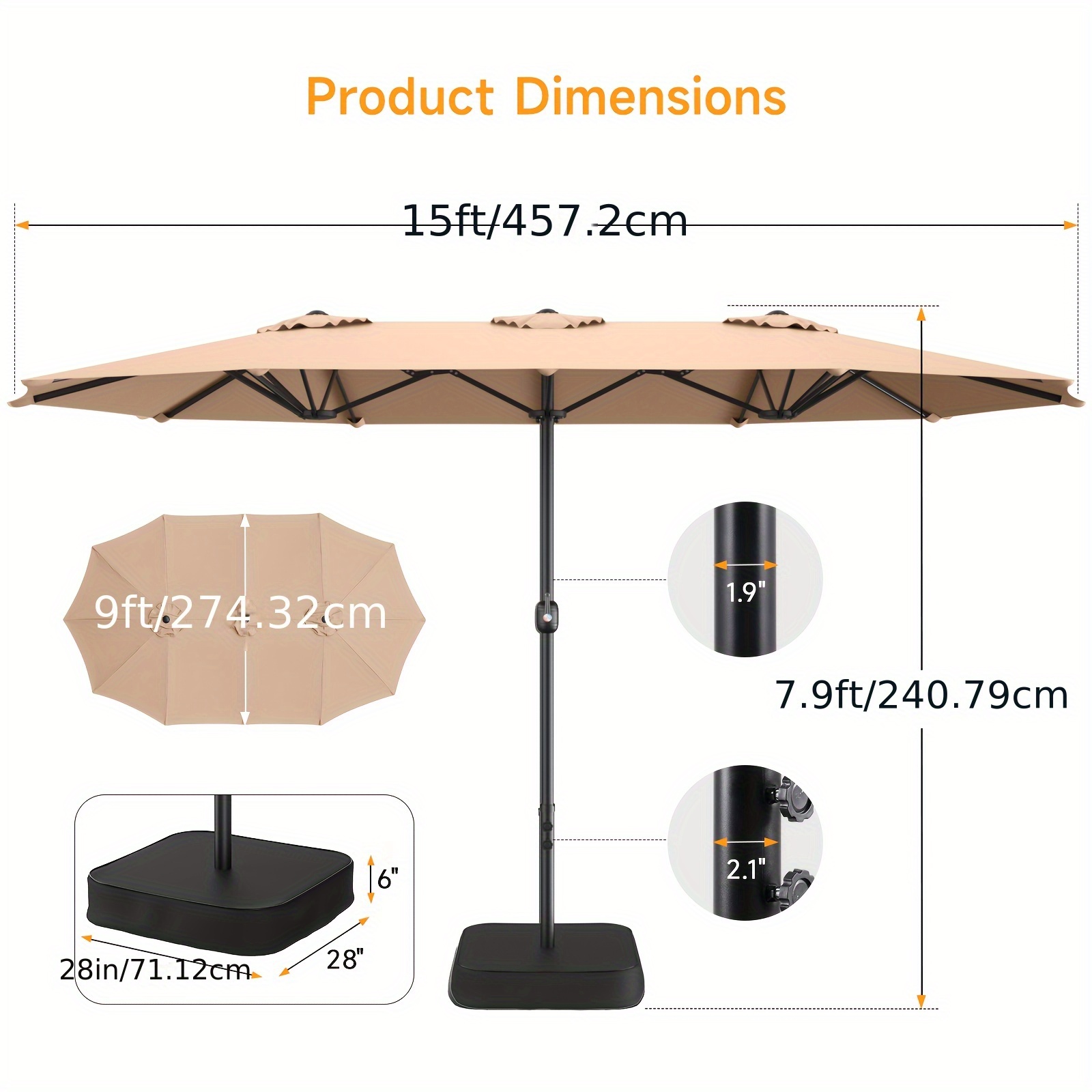 1 Stück 15 Fuß Terrassenschirm – Outdoor Furniture Umbrella Bewertung und Preis