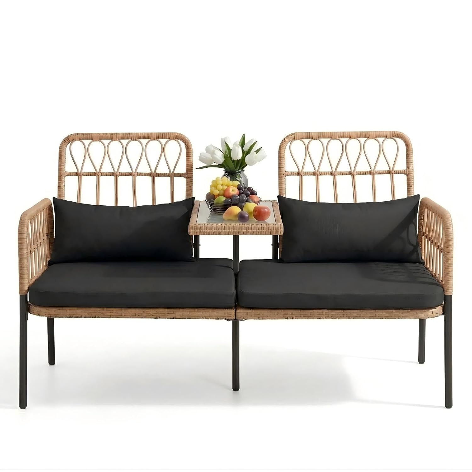 Rattan-Liebessofa mit Glastisc – Outdoor Furniture Loveseat Bewertung und Preis