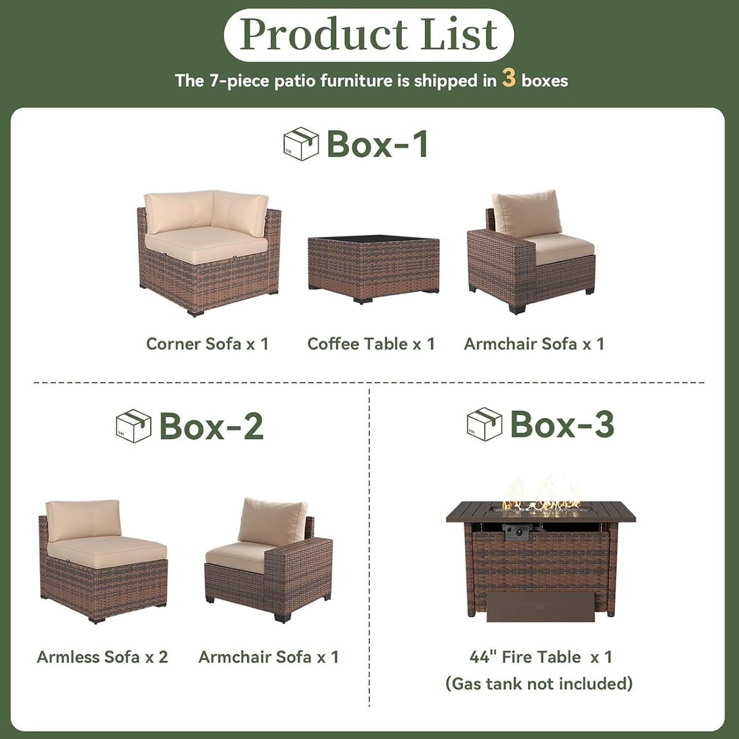 7-teiliges Gartenmöbel-Set mit – Outdoor Furniture With Fire Pit Bewertung und Preis