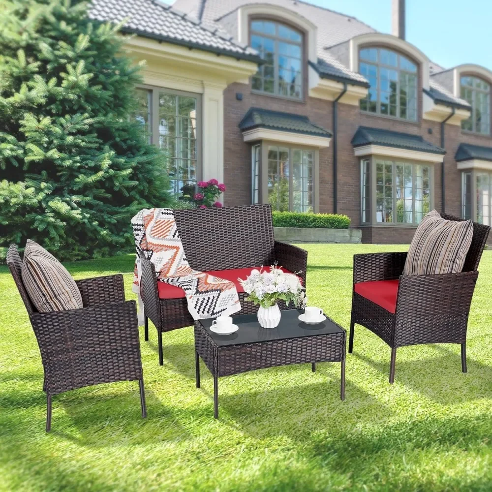 Set 4-teiliges Gesprächsset au – Outdoor Furniture Loveseat Bewertung und Preis