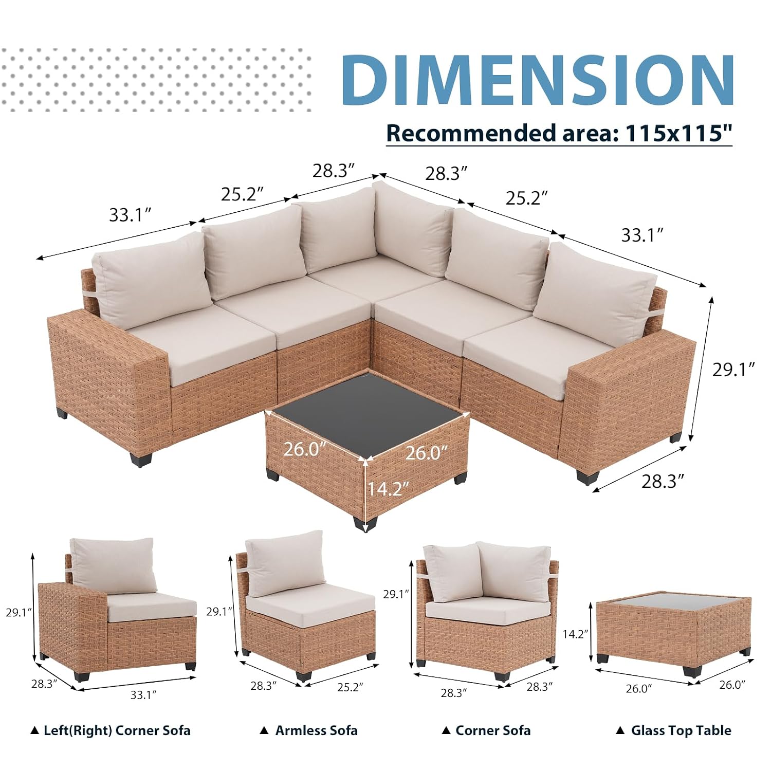 6-teiliges Gartenmöbel-Set, 8- – Outdoor Furniture L Shape Bewertung und Preis