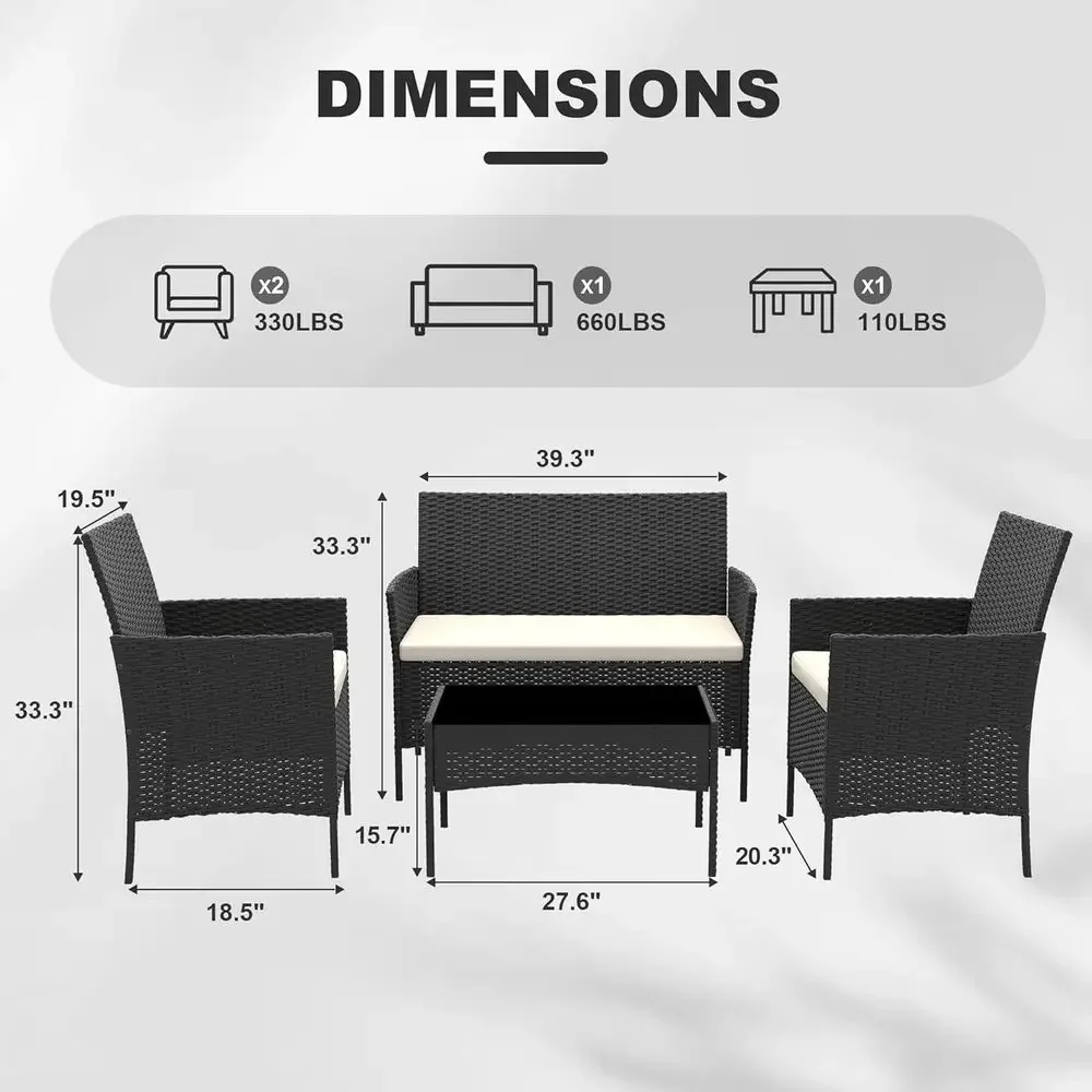 4-teiliges Gartenmöbel-Set aus – Outdoor Furniture Loveseat Bewertung und Preis