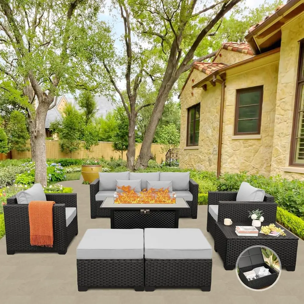 45-teiliges Outdoor-Terrassenm – Outdoor Furniture With Fire Pit Bewertung und Preis