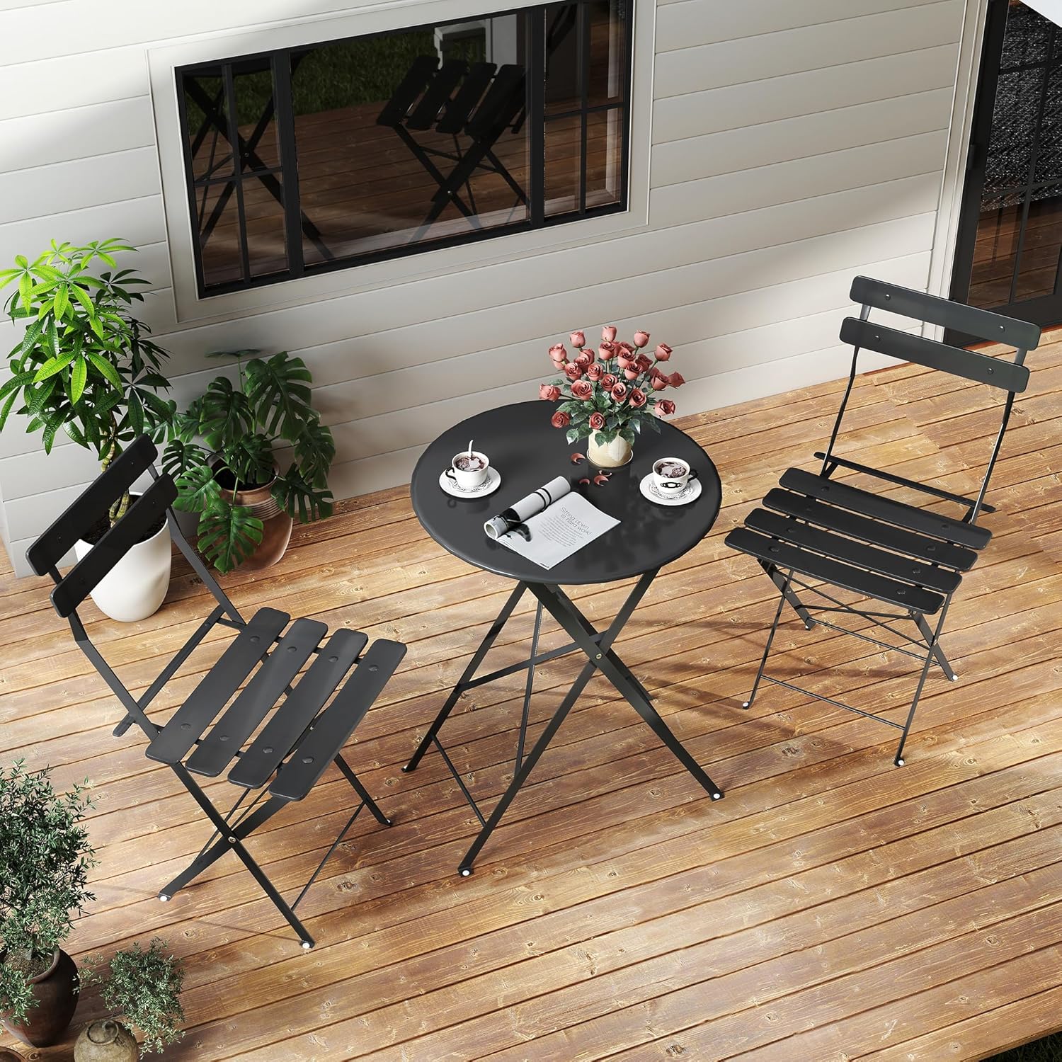 Platzsparendes schwarzes 3-tei – Outdoor Furniture Small Bewertung und Preis