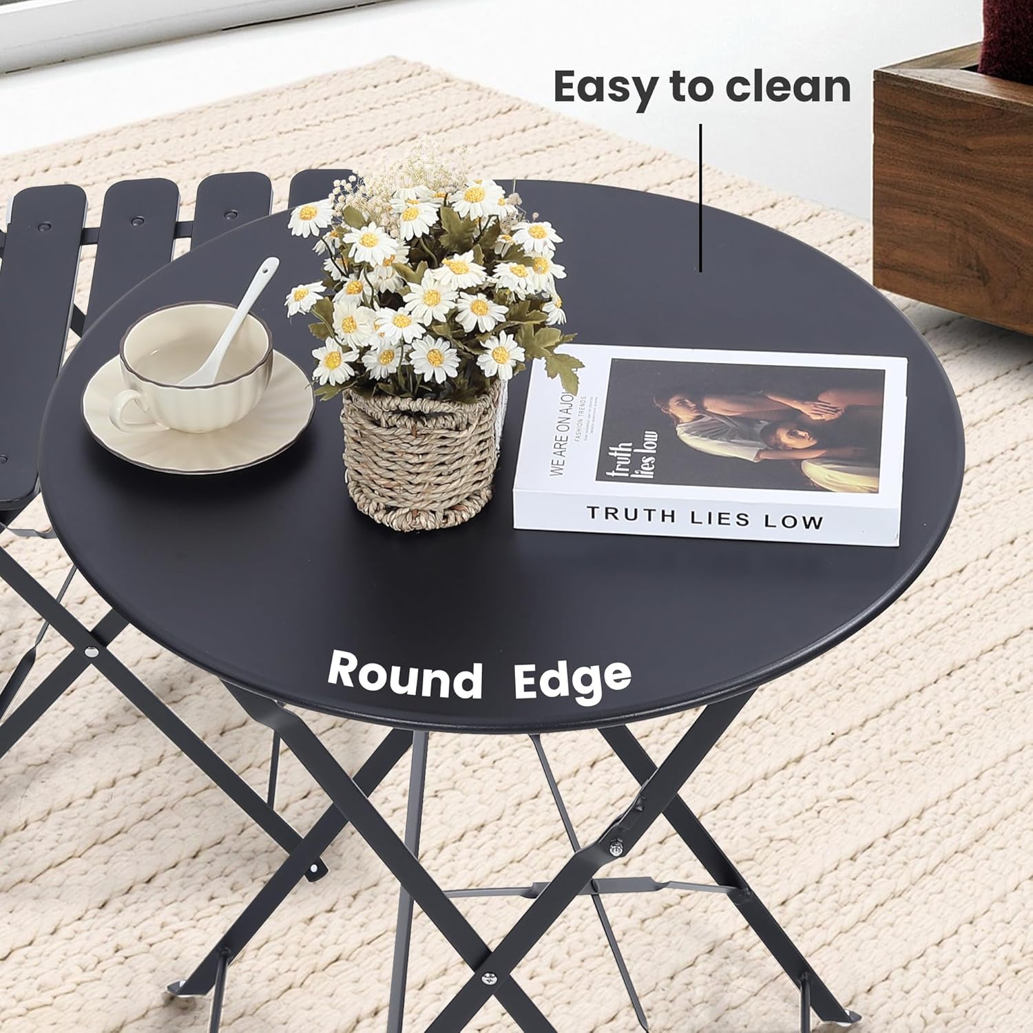 Platzsparendes schwarzes 3-tei – Outdoor Furniture Small Bewertung und Preis