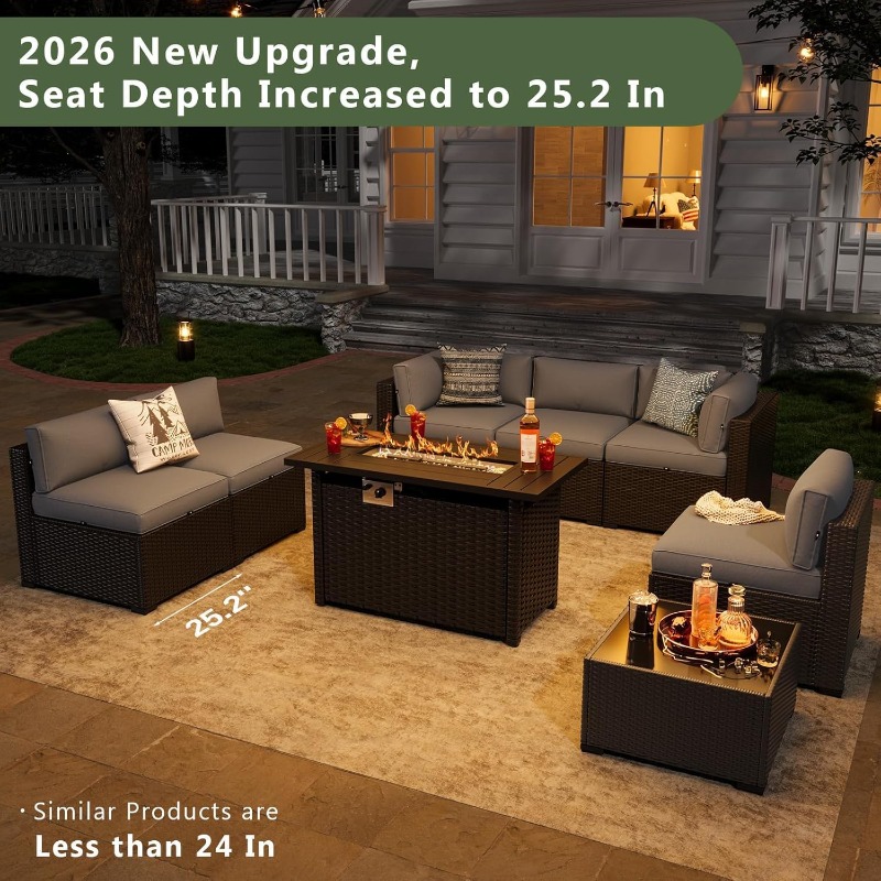 Aoxun 8-teiliges Gartenmöbel-S – Outdoor Furniture With Fire Pit Bewertung und Preis