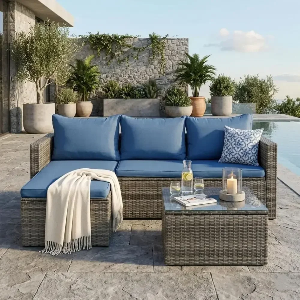 4-teiliges Outdoor-Rattan-Gart – Outdoor Furniture With Fire Pit Bewertung und Preis